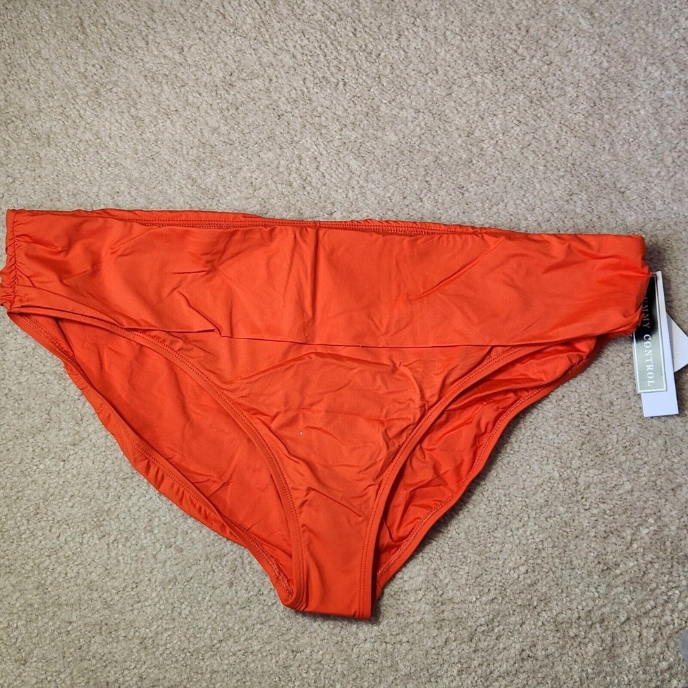 La Blanca Shirred Hipster Swimsuit Bottom Tummy Control Orange High Waist Sz 22W